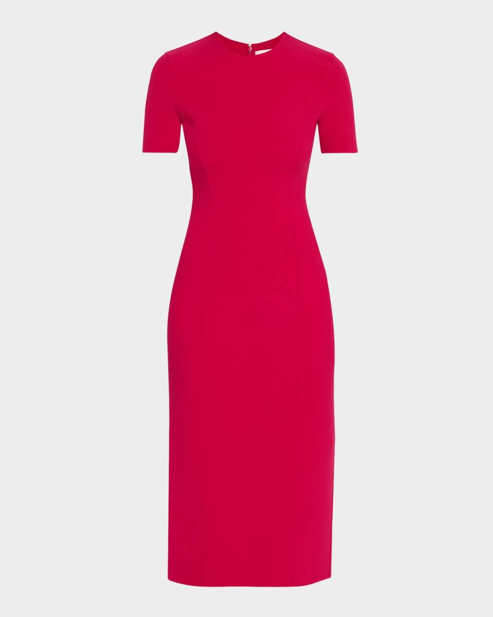 Short-Sleeve Midi Sheath Dress